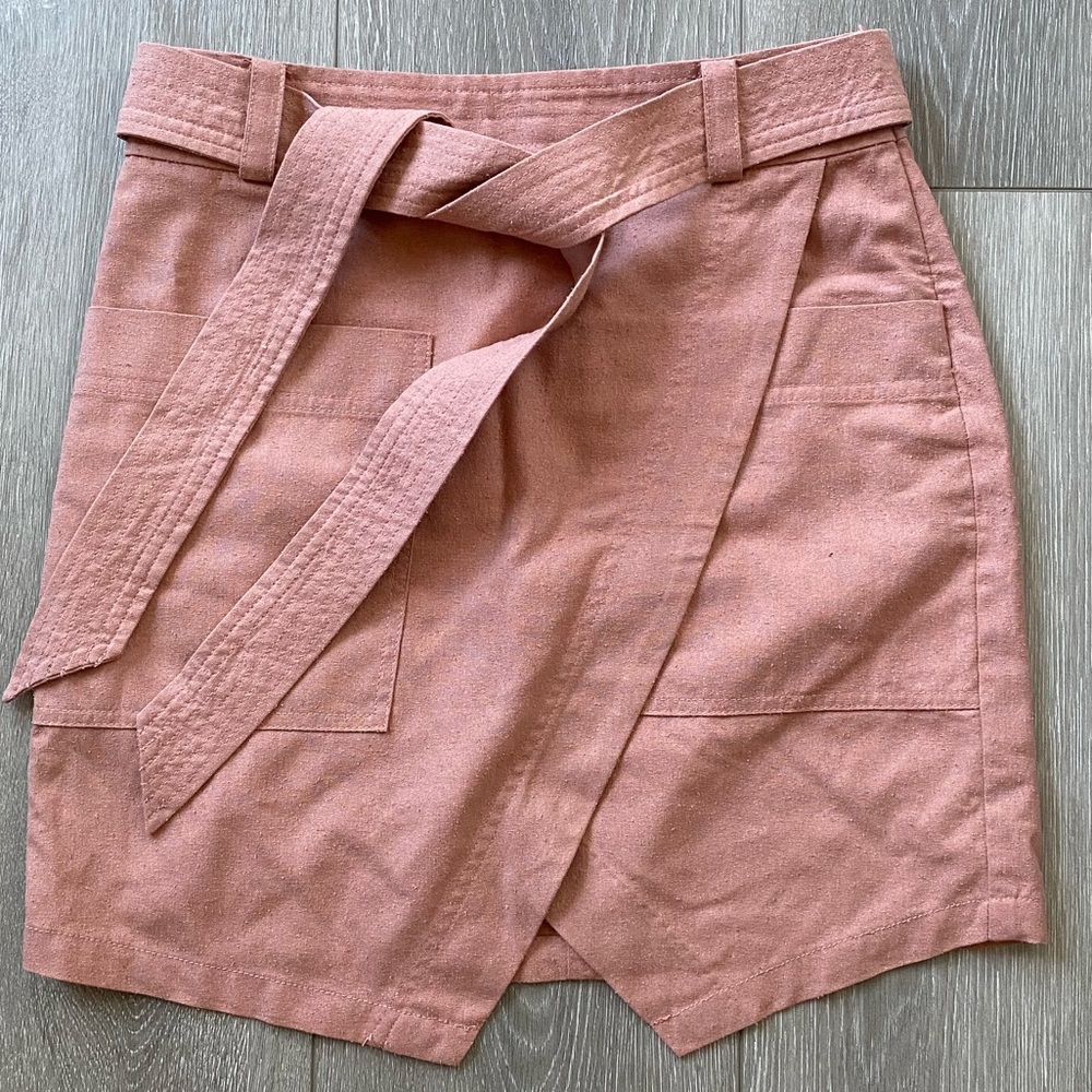 Pink Wrap-Style Madewell skirt